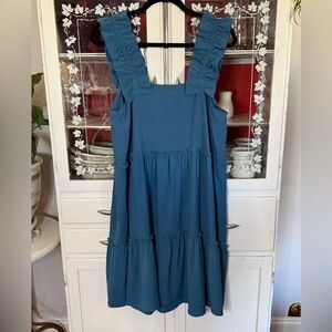 ODDY Teal Ruffle Midi Dress